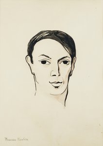 Portret van Pablo Picasso; Portrait de Pablo Picasso, ca. 1902-1905 (aquarel, penseel en zwarte inkt en potlood op papier) door Francis Picabia