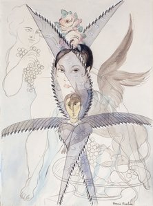 Transparantie - Hoofd en gevleugeld paard; Transparantie - Tete et Cheval Aile, c.1928 (aquarel, gouache, zwart krijt en potlood op papier) door Francis Picabia