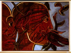 Transparant. Mannengezicht met vogels, 20e eeuw (schilderij) door Francis Picabia