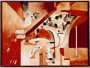 Gezicht op New-York met de kop naar beneden (Aquarel