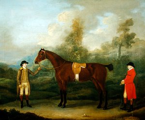 Jager met zijn paard en knecht door Francis Sartorius