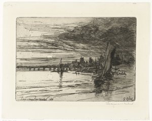 Brug over de Theems door Francis Seymour Haden (Sir) (signed by artist)