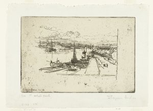 De Amstel vanuit het Amstelhotel door Francis Seymour Haden (Sir) (signed by artist)