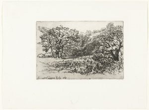Landschap met een kudde dieren (The Herd) (Werrington) door Francis Seymour Haden (Sir) (signed by artist)