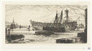 Ontmanteling van het schip de Agamemnon door Francis Seymour Haden (Sir) (signed by artist)