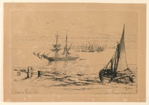 Een Brig voor Anker door Francis Seymour Haden