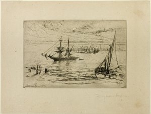 Een brig voor anker door Francis Seymour Haden