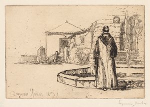 Monnik bij een fontein door Francis Seymour Haden