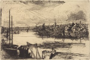 Oud Chelsea, vanuit Whistlers raam (Battersea Reach) door Francis Seymour Haden