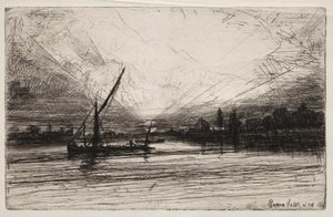 Zonsondergang op de Theems door Francis Seymour Haden