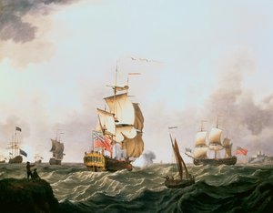 Een Vlaggenschip van het Rode Eskader die haar Aankomst Aankondigt