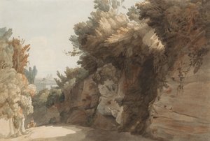 Een uitzicht nabij de Arco Scuro, richting de Villa Medici, Rome door Francis Towne