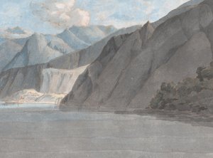 Uitzicht op het Comomeer met Monte Leoni door Francis Towne