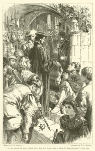 Toen hij de abdijkerk binnenging, was er een arme man aan wie hij zijn beurs gooide door Francis Wilfred Lawson