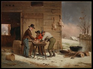 Voorbereidingen voor Kerstmis (Kalkoenen plukken)