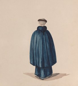 Een monnik van de orde van St. Franciscus van achteren gezien