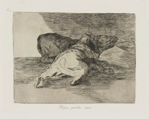 Hij Haalt Er Iets Uit, pl. 40 uit de serie Los desastres de la guerra door Francisco de Goya
