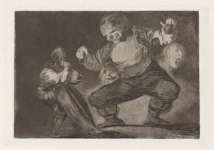 Simpel, ook bekend als Na Ondeugd Komt Ontucht, uit de serie Los disparates door Francisco de Goya