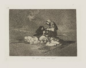 Wat is het nut van een kopje?, pl. 59 uit de serie Los desastres de la guerra (De rampen van de oorlog) door Francisco de Goya
