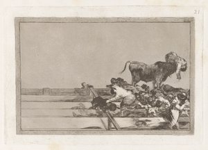 Vreselijke Gebeurtenissen in de Voorste Rijen van de Ring in Madrid en de Dood van de Burgemeester van Torrejon, Plaat 21 uit La tauromaquia