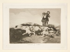 Enterrar y callar, plaat 18 uit Los desastres de la guerra door Francisco de Goya