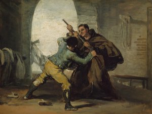 Broeder Pedro ontneemt El Maragato het geweer, c. 1806 door Francisco de Goya