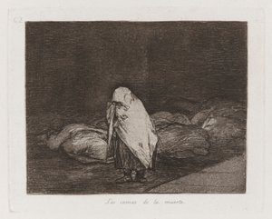 Las camas de la muerte, plaat 62 uit Los desastres de la guerra door Francisco de Goya