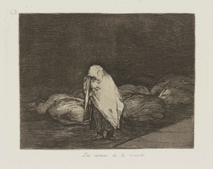 Las camas de la muerte. (De bedden van de dood.), pl. 62 uit de serie Los desastres de la guerra (De rampen van de oorlog) door Francisco de Goya