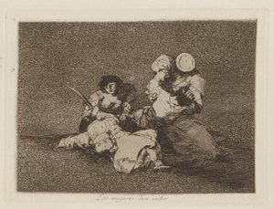 De vrouwen geven moed, pl. 4 uit de serie Los desastres de la guerra (De Rampen van de Oorlog) door Francisco de Goya