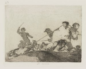 Lo merecia. (Hij verdiende het.), pl. 29 uit de serie Los desastres de la guerra (De rampen van de oorlog) door Francisco de Goya