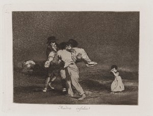 Madre infeliz! (Ongelukkige Moeder!), Plaat 50 uit Los desastres de la guerra (De Rampen van de Oorlog) door Francisco de Goya