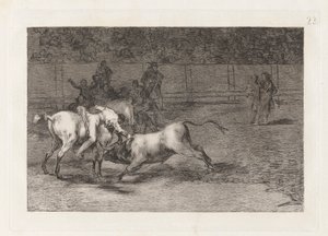 Mariano Ceballos, alias el Indio, mata el toro desde su caballo (Mariano Ceballos, Alias de Indiaan, Doodt de Stier vanaf zijn Paard), Plaat 23 uit La tauromaquia