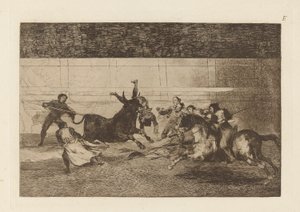 Dood van Pepe Illo, 2e Compositie, Plaat E uit La tauromaquia (derde editie)