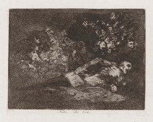 Nada. [Ello dir?] (Niets. Het Gebeurtenis Zal Vertellen), Plaat 69 uit Los desastres de la guerra (De Rampen van de Oorlog) door Francisco de Goya