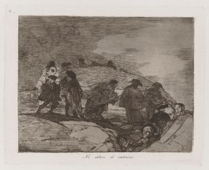 Ze kennen de weg niet, Plaat 70 uit Los desastres de la guerra door Francisco de Goya