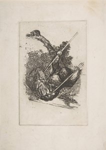 Oude vrouw op een schommel door Francisco de Goya