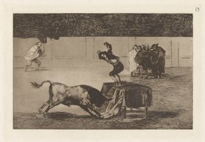 Otra locura suya en la misma plaza (Nog een waanzin van hem in dezelfde ring), Plaat 19 uit La tauromaquia door Francisco de Goya