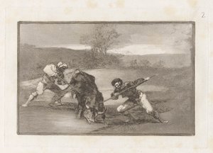 Een Andere Manier van Jagen te Voet, Plaat 2 uit La tauromaquia door Francisco de Goya