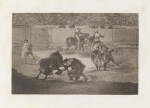 Pepe Illo maakt de passe van de stier door Francisco de Goya
