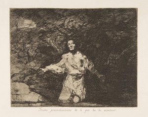 Plaat 1 uit De rampen van de oorlog Los Desastres de la Guerra: Verdriet door Francisco de Goya