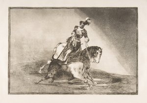 Plaat 10 uit La Tauromaquia: Karel V steekt een stier in de ring in Valladolid, 1816 door Francisco de Goya
