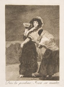 Plaat 16 uit Los Caprichos: Voor de hemel: en het was haar moeder Dios la Perdone: Y door Francisco de Goya