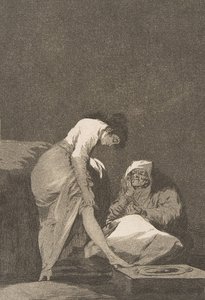 Plaat 17 uit Los Caprichos: Het is mooi gespannen Bien tirada está, 1797-98 door Francisco de Goya