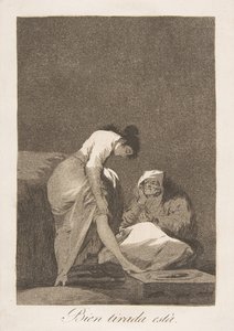 Plaat 17 uit Los Caprichos: Het is mooi gespannen Bien tirada está door Francisco de Goya