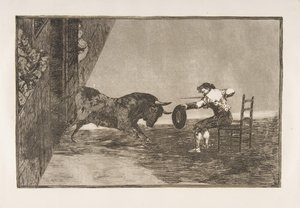 Blad 18 van de Tauromaquia: De durf van Martincho in de arena van Zaragoza, 1816 door Francisco de Goya