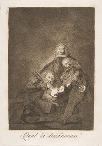 Plaat 21 uit Los Caprichos: Hoe ze haar plukken! ¡Qual la descañonan!, 1799