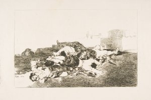 Plaat 22 uit De Rampen van de Oorlog Los Desastres de la Guerra: Nog erger. Tanto y ..., 1810 door Francisco de Goya