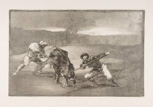 Plaat 2 van de Tauromaquia: Een andere manier van jagen te voet, 1816