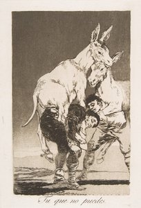 Plaat 42 uit Los Caprichos: Jij die niet kunt Tu que no puedes door Francisco de Goya