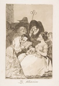 Plaat 57 uit Los Caprichos: De afstamming, 1799 door Francisco de Goya